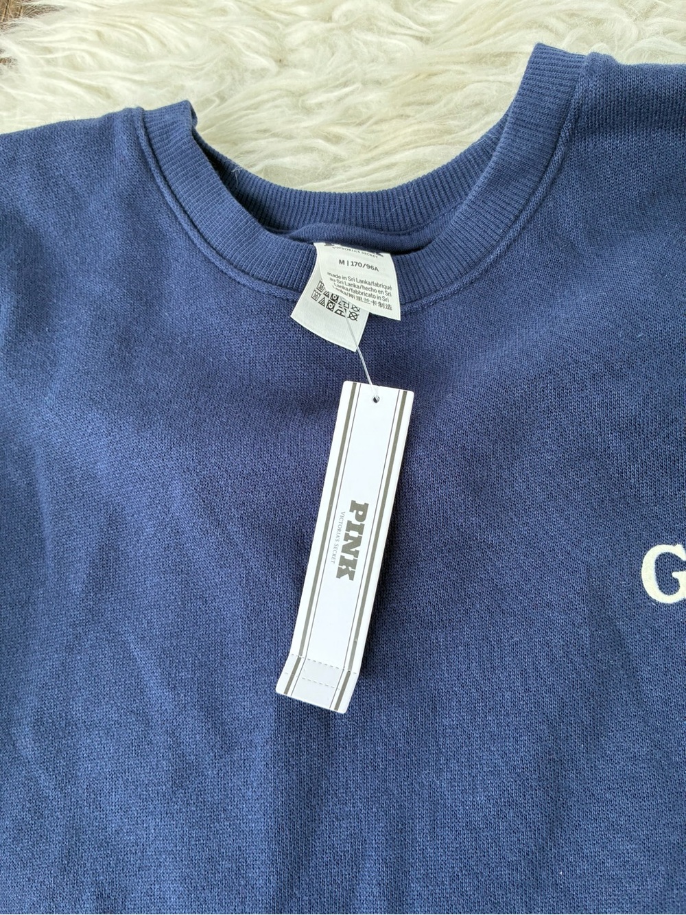 🌺NWT PINK Victoria's Secret Navy Crewneck Sweatshirt with 'GOAL' Logo🌺 - Picture 6 of 7